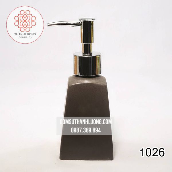 Bình Đựng Sữa Tắm Dầu Gội Dáng Thang Men Ghi - 1026