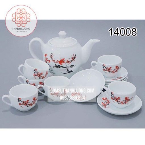 Bộ Ấm Chén In Logo Tri Ân Thầy Cô Bát Tràng