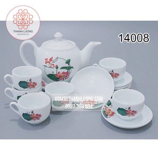 Bộ Ấm Chén In Logo Tri Ân Thầy Cô Bát Tràng