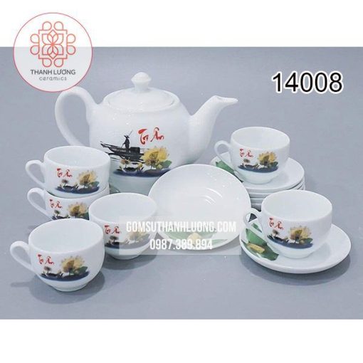Bộ Ấm Chén In Logo Tri Ân Thầy Cô Bát Tràng