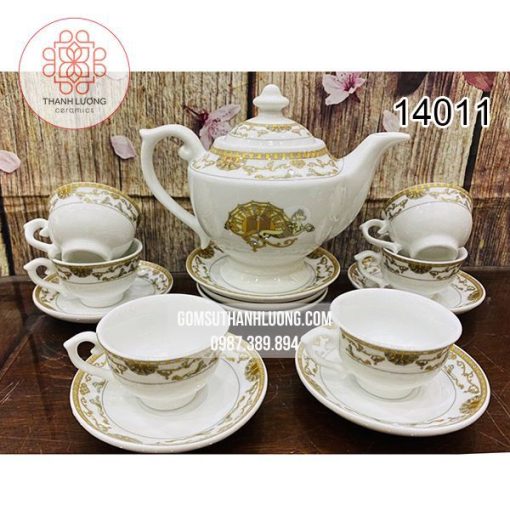 In Logo Lên Bộ Ấm Chén Vàng Kim