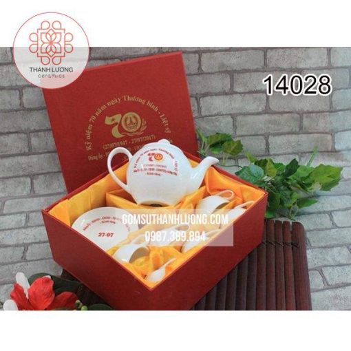 Bộ Ấm Chén Inlogo Dáng Minh Long Bát Tràng