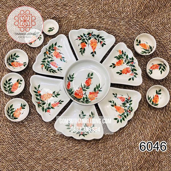 Set Đĩa Hoa Mặt Trời Bát Tràng - 6046