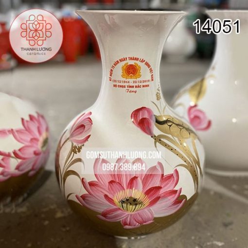Lọ Hoa Sơn Mài Inlogo Bát Tràng