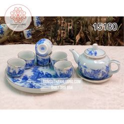 Bộ Ấm Chén Quả Hồng Vàng Kim Trúc Lâm Thất Hiền Bát Tràng
