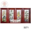 Bộ Tranh Sứ Bát Tràng Đắp Nổi Tùng Cúc Trúc Mai Khung Gỗ Hương 98x48 cm