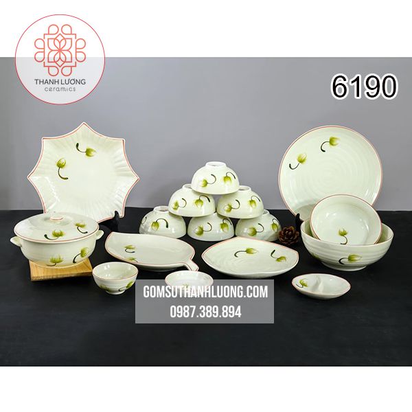 Bộ Bát Đĩa Sứ Bồ Công Anh Bát Tràng