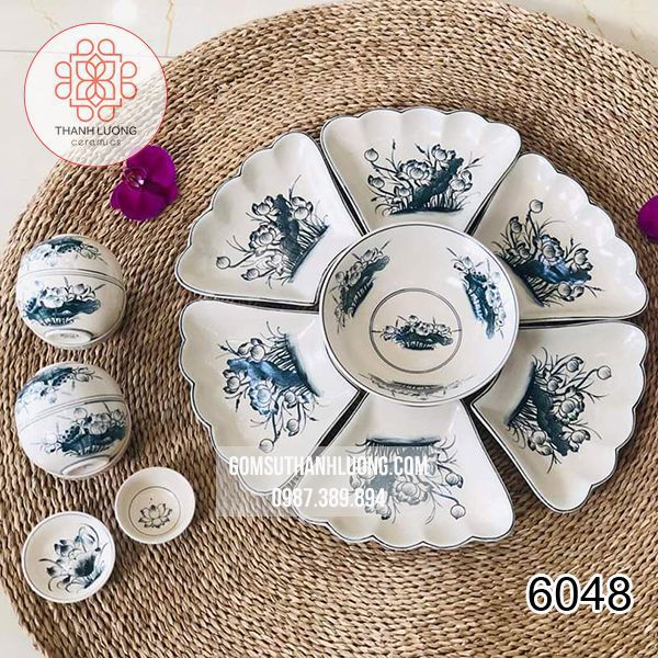 Set Đĩa Sứ Sen Bát Tràng - 6048